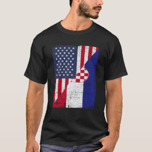 Half USA Flag Half Croatia Flag American Croatian T-Shirt