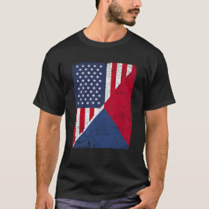Half USA Flag Half Czech Flag American Czech T-Shirt