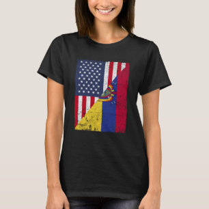 Half USA Flag Half Ecuador Flag American Ecuadoria T-Shirt