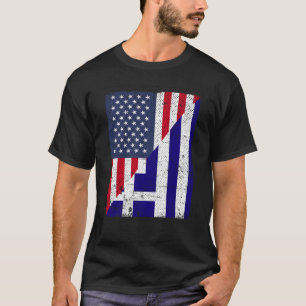 Half USA Flag Half Greece Flag American Greek T-Shirt