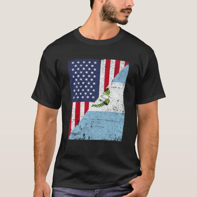 Half USA Flag Half Guatemala Flag American Guatema T-Shirt (Front)