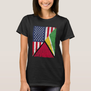 Half USA Flag Half Guyana Flag American Guyanian T-Shirt