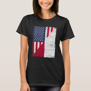 Half USA Flag Half Indonesia Flag American Indones T-Shirt