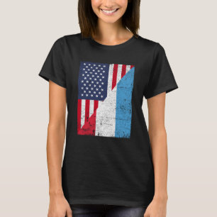 Half USA Flag Half Luxembourg Flag American Luxemb T-Shirt