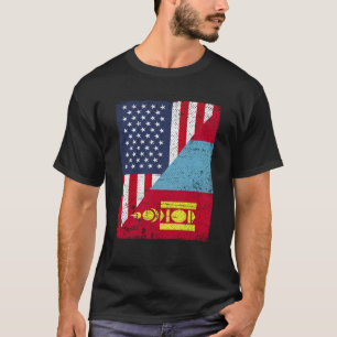 Half USA Flag Half Mongolia Flag American Mongolia T-Shirt