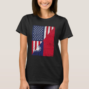 Half USA Flag Half Taiwan Flag American Taiwanese T-Shirt