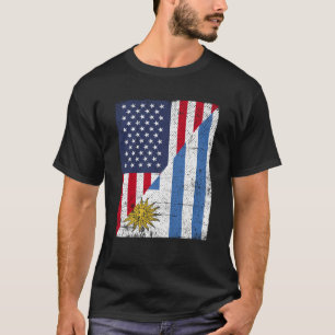 Half USA Flag Half Uruguay Flag American Uruguayan T-Shirt
