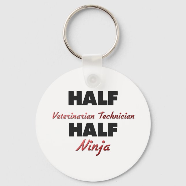 Half Veterinarian Technician Half Ninja Keychain (Front)