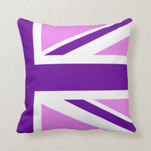 Half Violet Purple Union Jack Throw Pillow