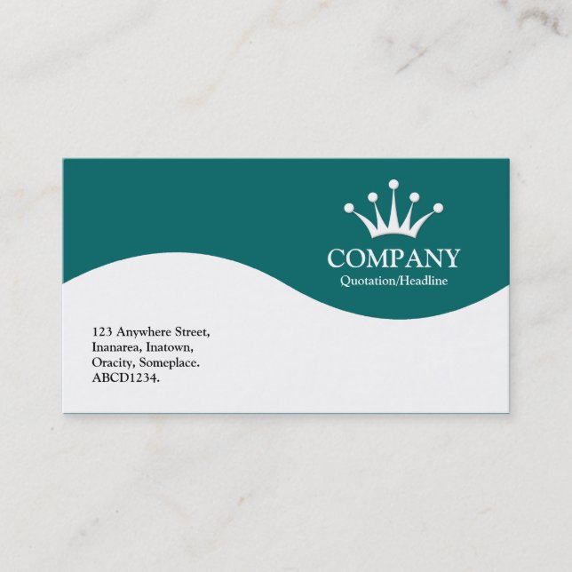 Half Wave Crown - Teal Green 006666 Business Card (Front)