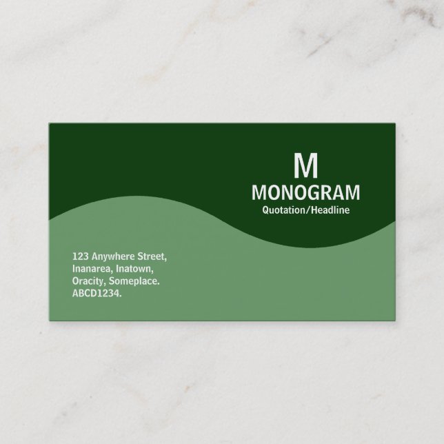 Half Wave Monogram - Army Green with Green 003300 Business Card (Front)