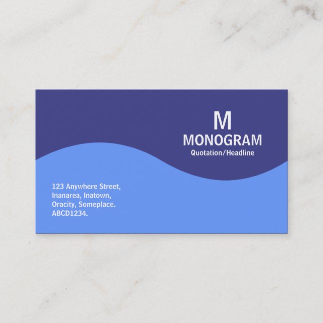 Half Wave Monogram - Baby Blue and Blue 3B3C87 Business Card (Front)