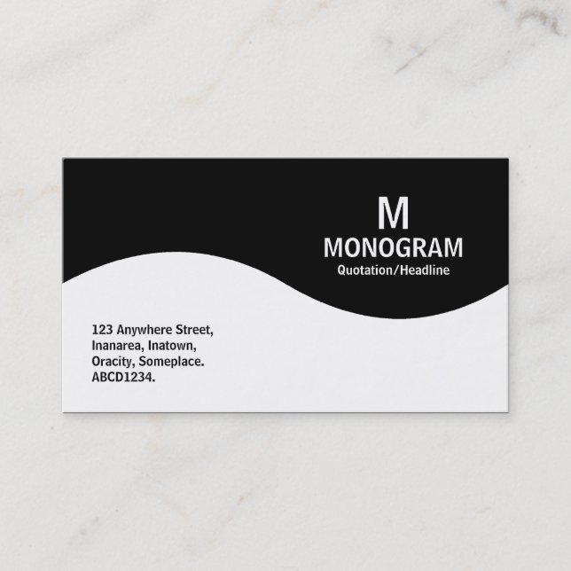 Half Wave Monogram - Black Business Card (Front)