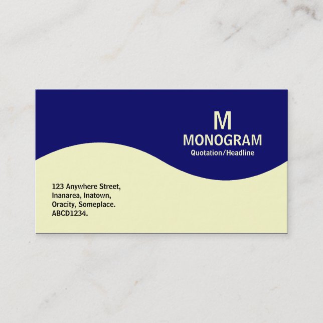Half Wave Monogram - Cream with Dark Blue 000066 Business Card (Front)