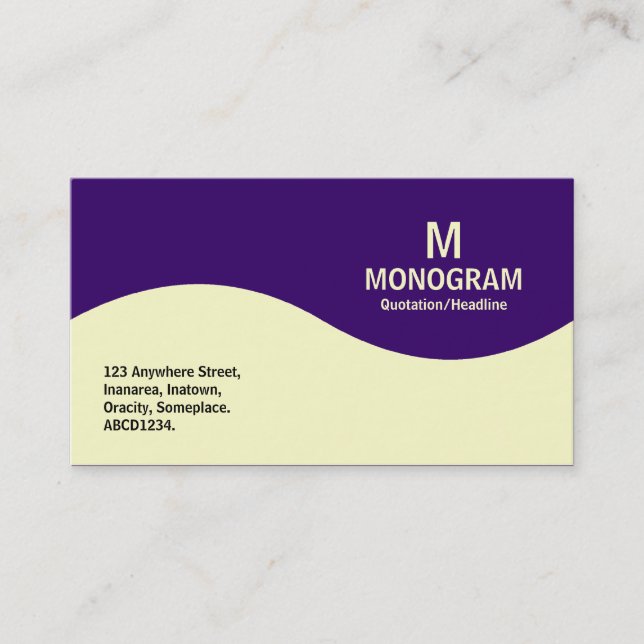Half Wave Monogram - Cream with Deep Purple Business Card (Front)