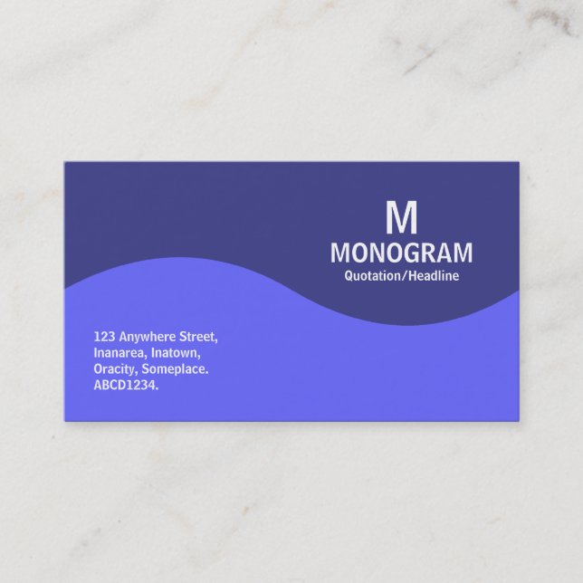 Half Wave Monogram - Electric Blue and Blue 3B3C87 Business Card (Front)