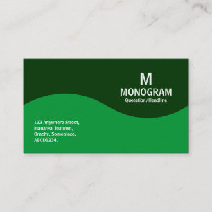 Half Wave Monogram - Grass Green and Dark Green Business Card