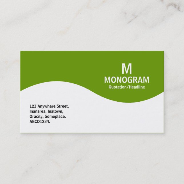 Half Wave Monogram - Green 669900 Business Card (Front)
