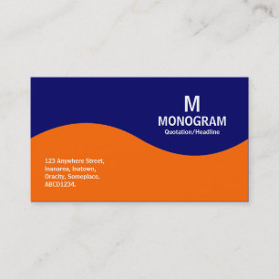 Half Wave Monogram - Orange with Dark Blue 000066 Business Card