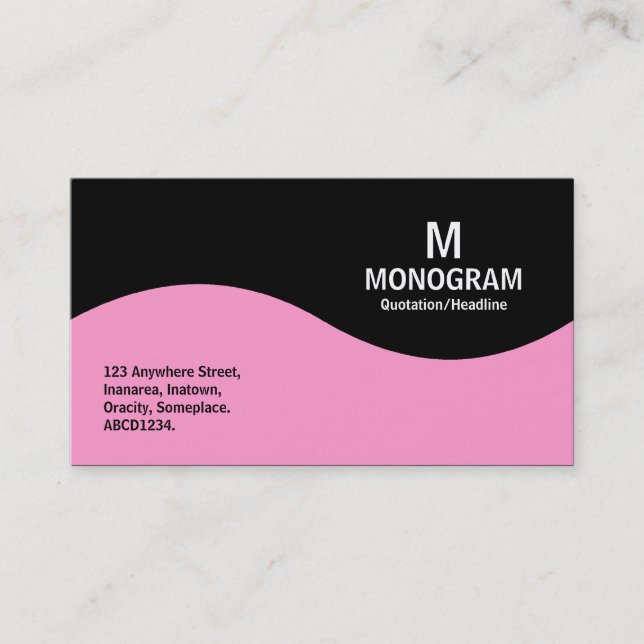Half Wave Monogram - Pink with Black Business Card (Front)