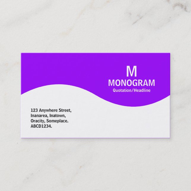 Half Wave Monogram - Purple 9900FF Business Card (Front)