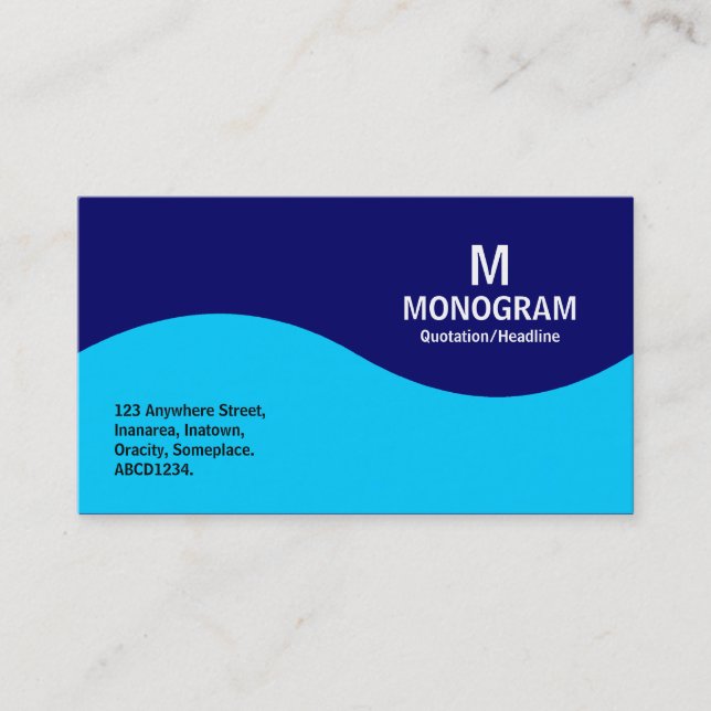 Half Wave Monogram - Sky Blue and Navy Blue 000066 Business Card (Front)