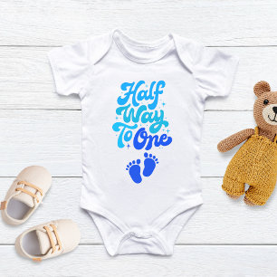Half Way To One Birthday Baby, 1/2 Way To One  Baby Bodysuit