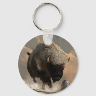 Half White Bison Keychain
