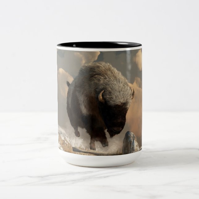 Half White Bison Two-Tone Coffee Mug (Center)