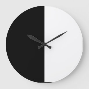 half white half black, half black half white large clock