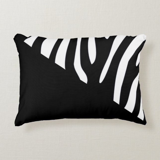 Half Wild Black and White Zebra Stripe Accent Pillow (Front)