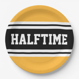 HALFTIME Bold Orange Black White Racing Stripes Paper Plate