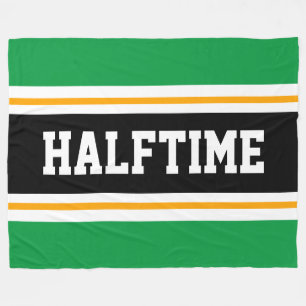 HALFTIME Bright Green Black White Racing Stripes Fleece Blanket