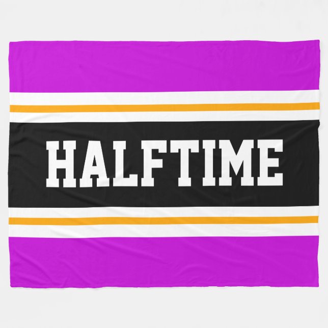 HALFTIME Bright Pink Black White Racing Stripes Fleece Blanket (Front (Horizontal))