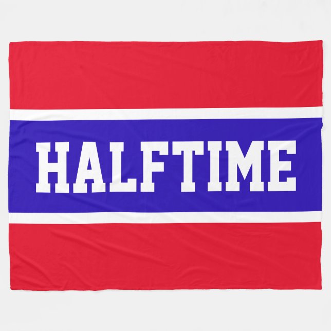 HALFTIME Bright Sporty Red White Blue Stripes Fleece Blanket (Front (Horizontal))