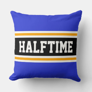 HALFTIME Fun Navy Blue Yellow Black Sporty Stripes Throw Pillow