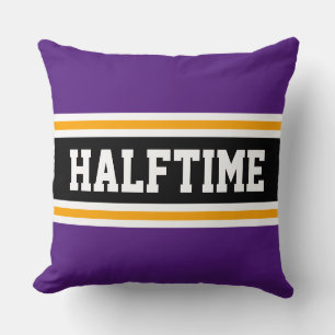 HALFTIME Royal Purple Orange Black Sporty Stripes Throw Pillow