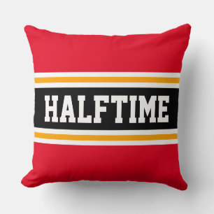 HALFTIME Sporty Bright Red Black Racing Stripes Throw Pillow