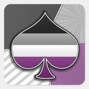 Halftone Asexual Pride Ace Symbol with Flag  Square Sticker