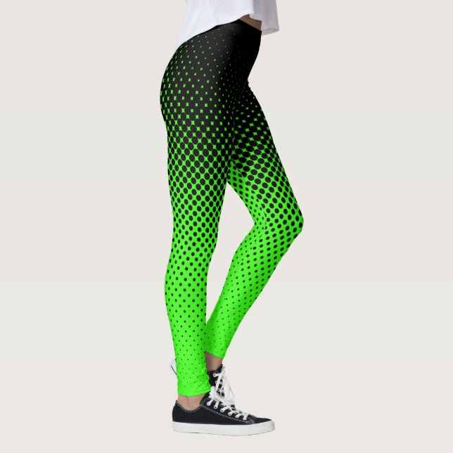 Halftone Black and Green Leggings (Right)