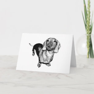 Halftone Black and White Photo Dachsund Doxie Card
