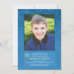 Halftone Blue Photo Invitation