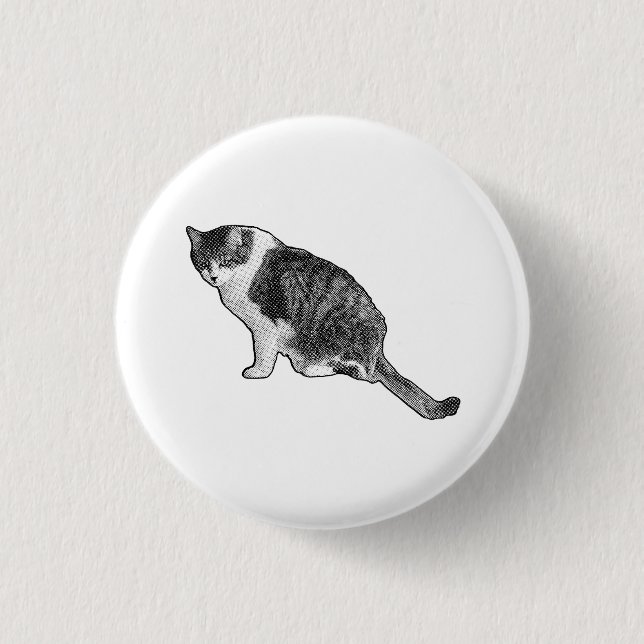 Halftone Cat Pin Shares Sharp Retro Style (Front)