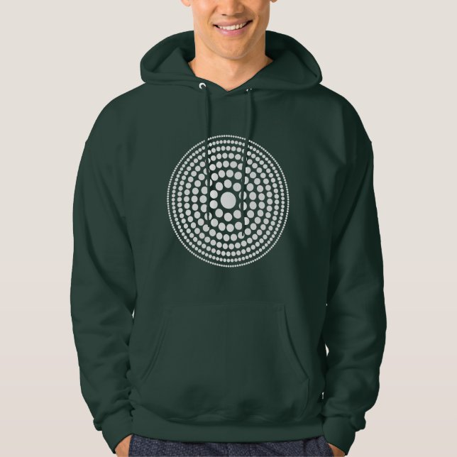 Halftone Circle 01 - White on Dark Hoodie (Front)