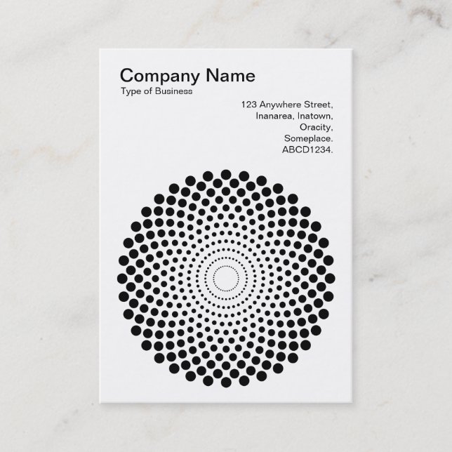 Halftone Circle 02 - Black on White Business Card (Front)