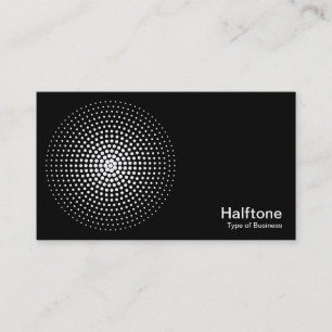 Halftone Circle 03 - White on Black Business Card