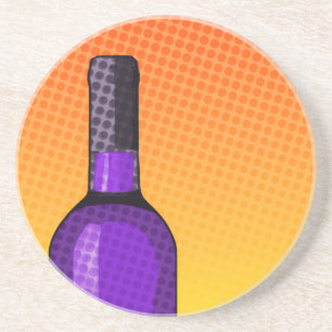 halftone comic wine glass and bottle coaster