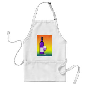 halftone comic wine glass and bottle standard apron
