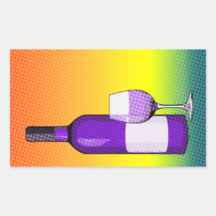 halftone comic wine glass and bottle sticker