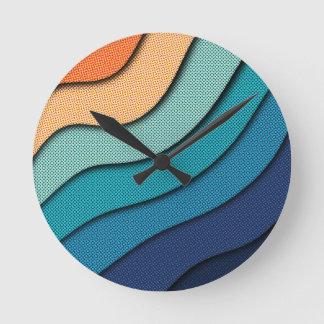 Halftone Cut Effect Round Clock
